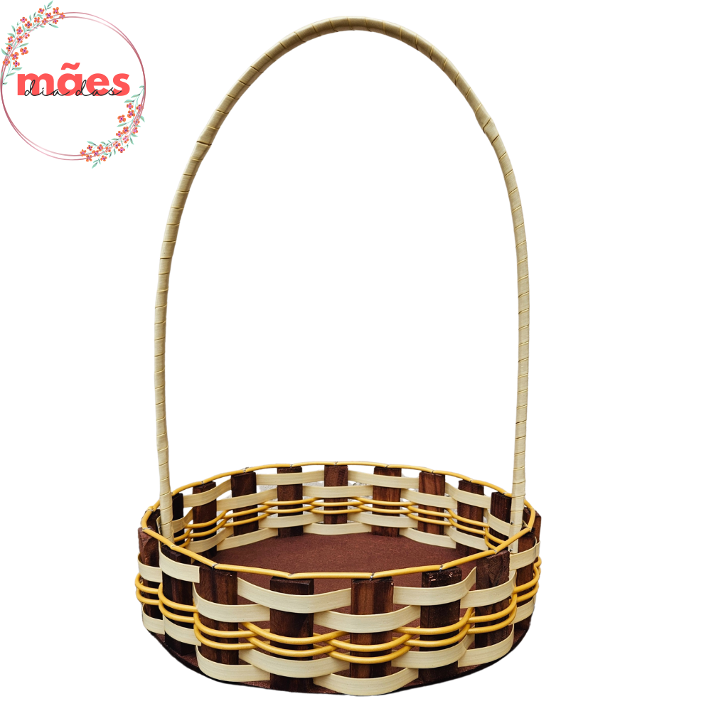 CESTA RD MD RATTAN MARFIM/OURO